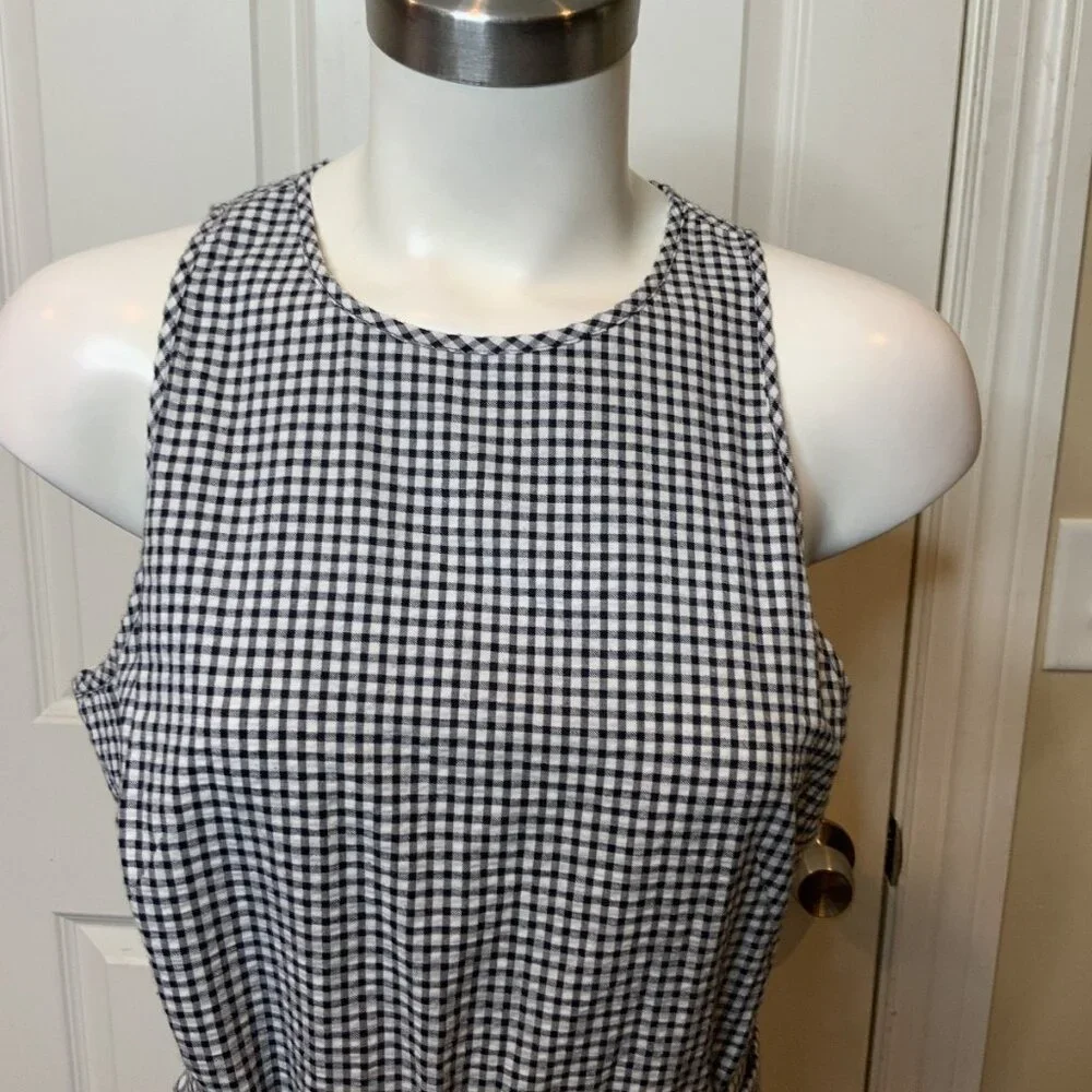 Michael Kors Black & White Gingham Plaid Fit & Flare Dress, Size 8